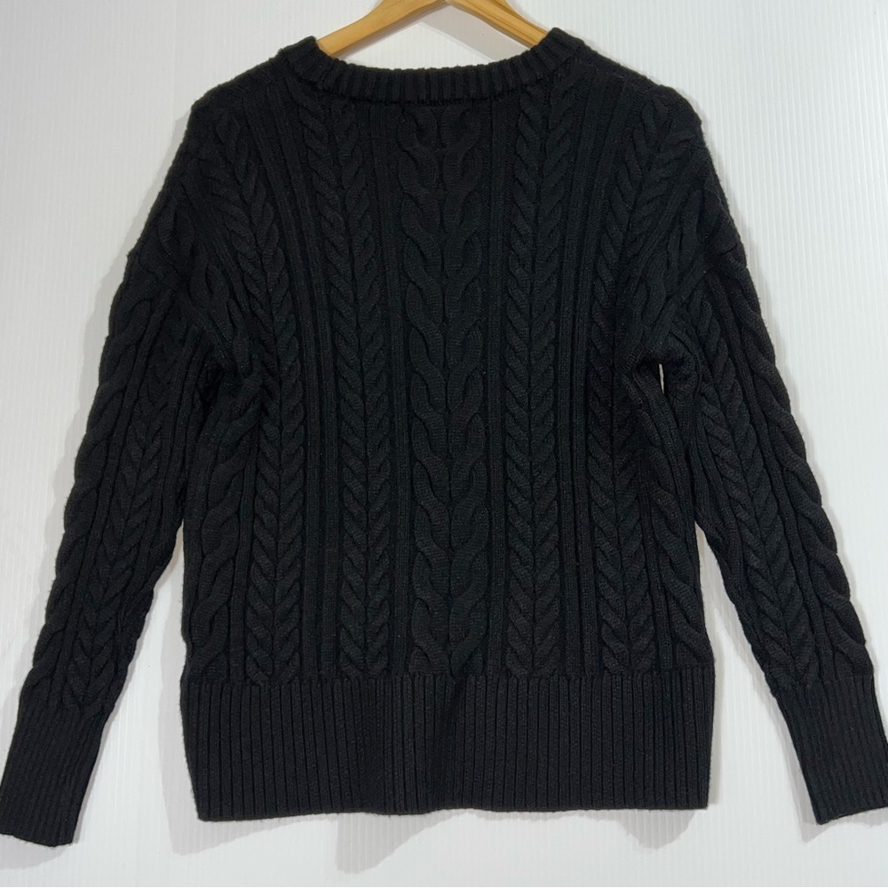 Philosophy Ribbed Crewneck Black Cable Knit Sweater NWT - Picture 12 of 13